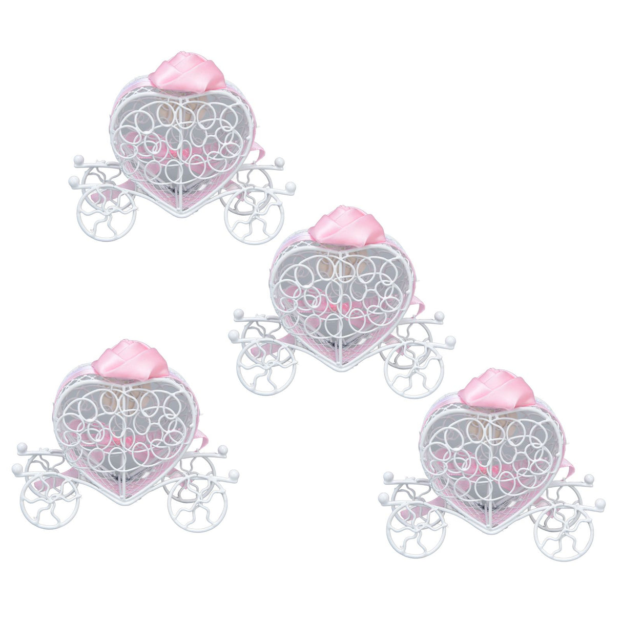 4PCS Wedding Candy Box Tinplate Heart Shaped Candy Box Romantic Valentines Gift Box for Birthday PartyPink