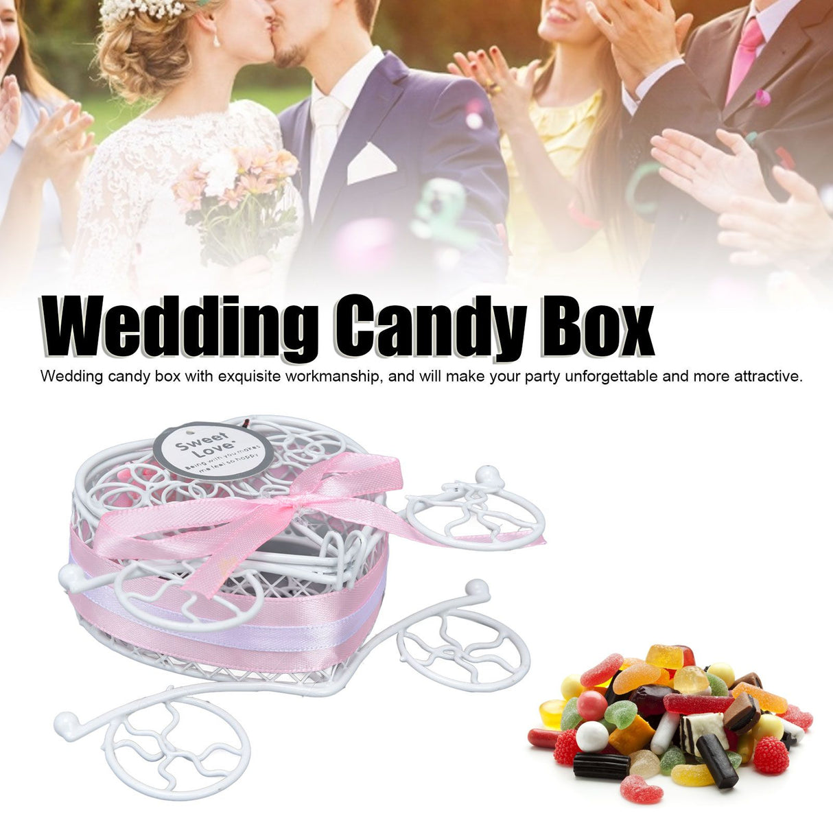 4PCS Wedding Candy Box Tinplate Heart Shaped Candy Box Romantic Valentines Gift Box for Birthday PartyPink