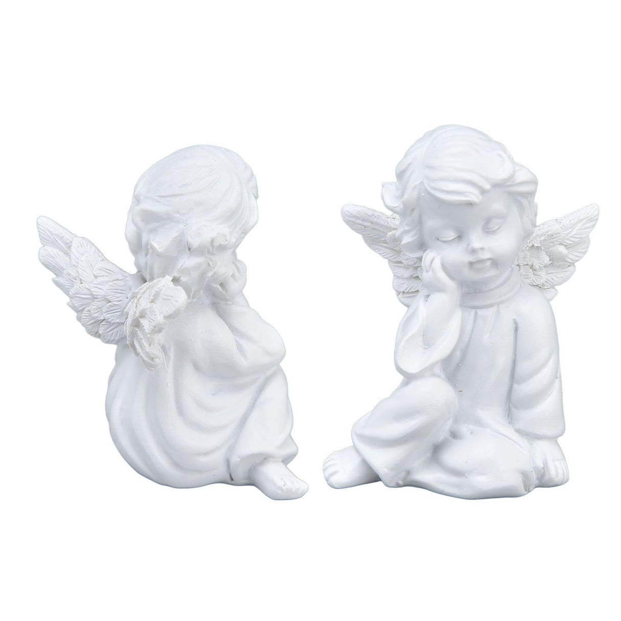 Cherub Statue Synthetic Resin Material Lovely Style White Baby Figurines for Party DecorationsCherub Statue Right