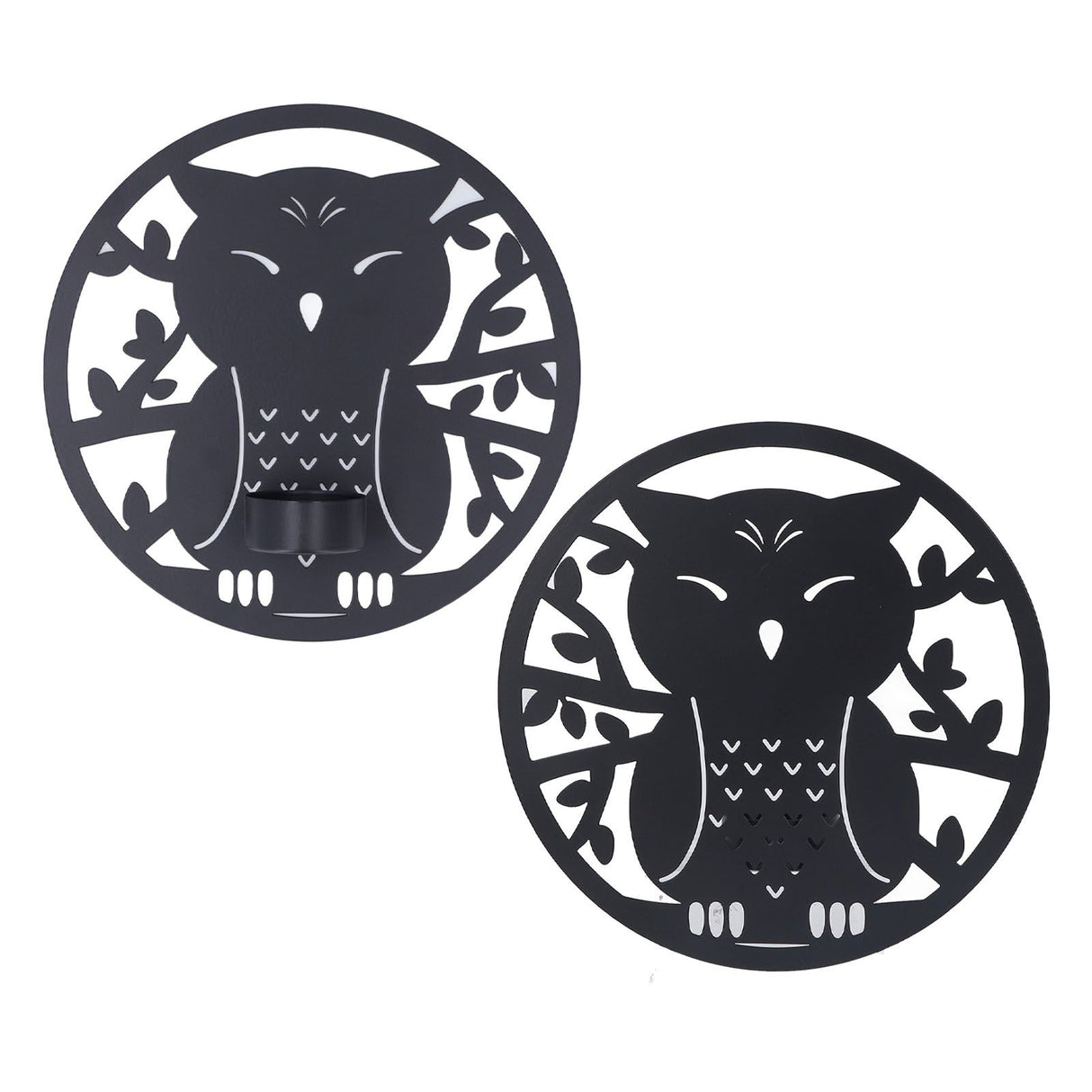 Hanging Candleholder Iron Retro Style Innovative Wall Mounted Candle Holder for Home Wall Decorations Black Laser Plate A