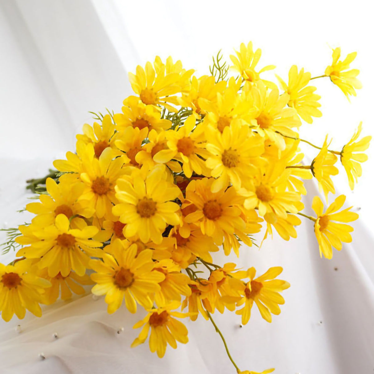 Artificial Daisy Flowers Bouquet Home Decoration for Living Room Dining Room Bedroom Office Light Yellow