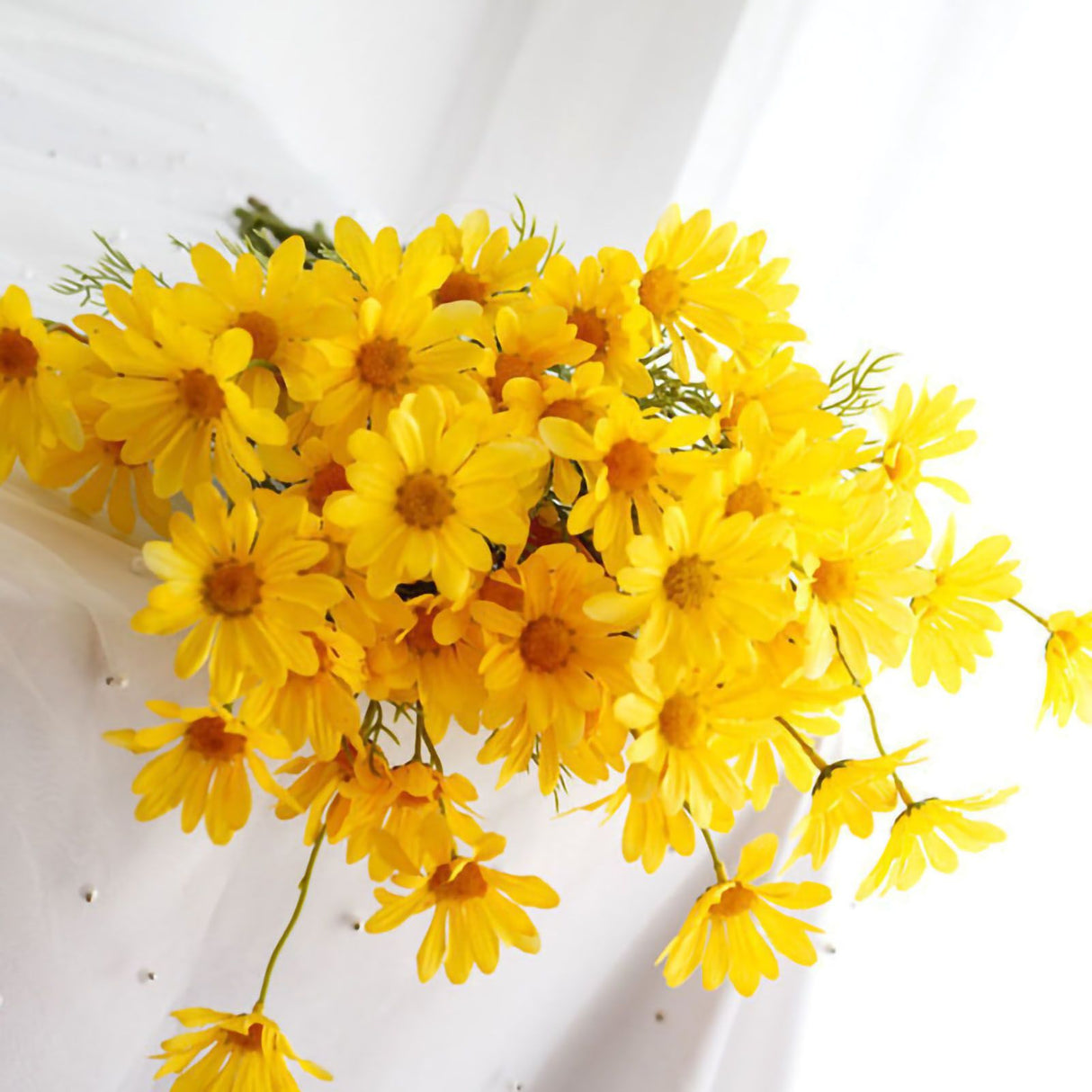 Artificial Daisy Flowers Bouquet Home Decoration for Living Room Dining Room Bedroom Office Light Yellow