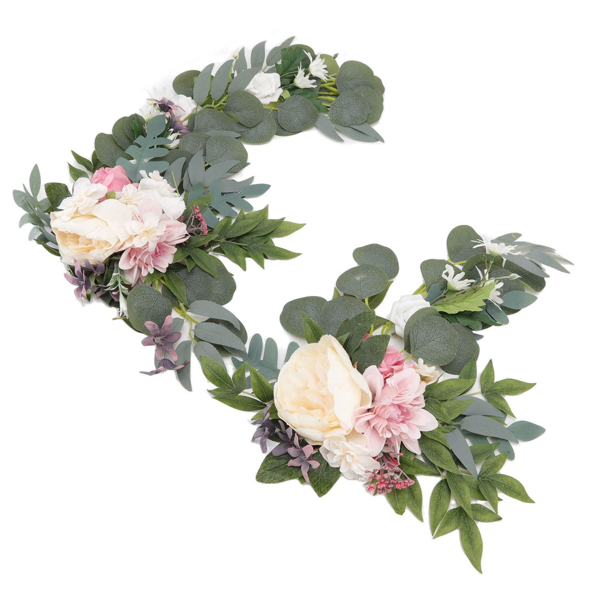 2pcs Hanging Flowers Swag ABS Artificial Decorative Arch Flowers with Bandage for Wedding