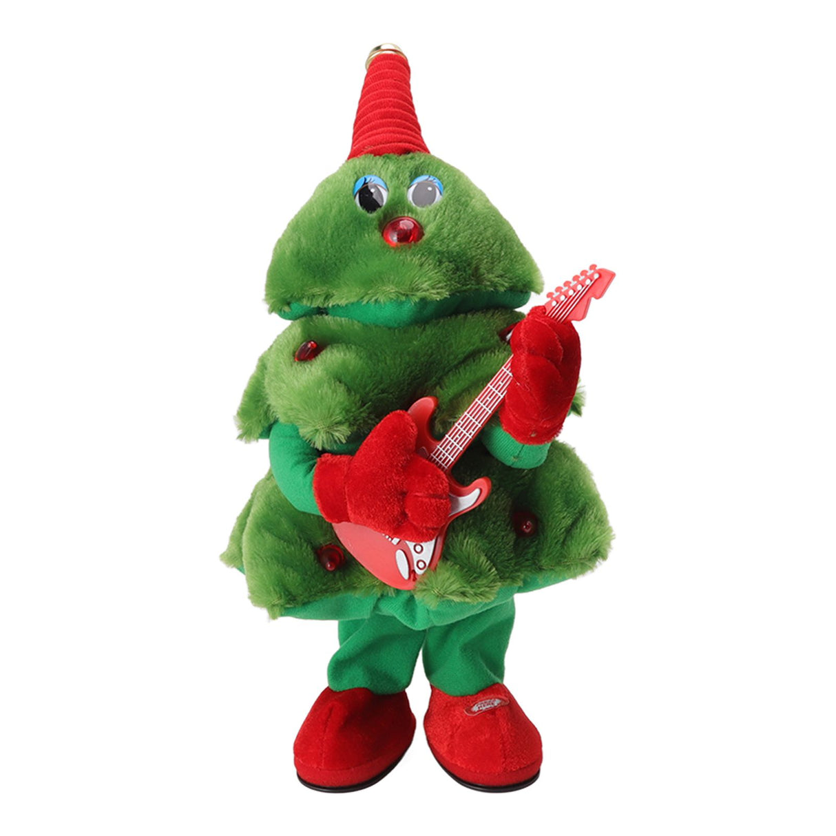 Electric Christmas Tree Plush Toy 8 Songs Continuous Play Glowing Swinging Singing Dancing Cute Electric Plush Toy for Kids Guitar Christmas Tree