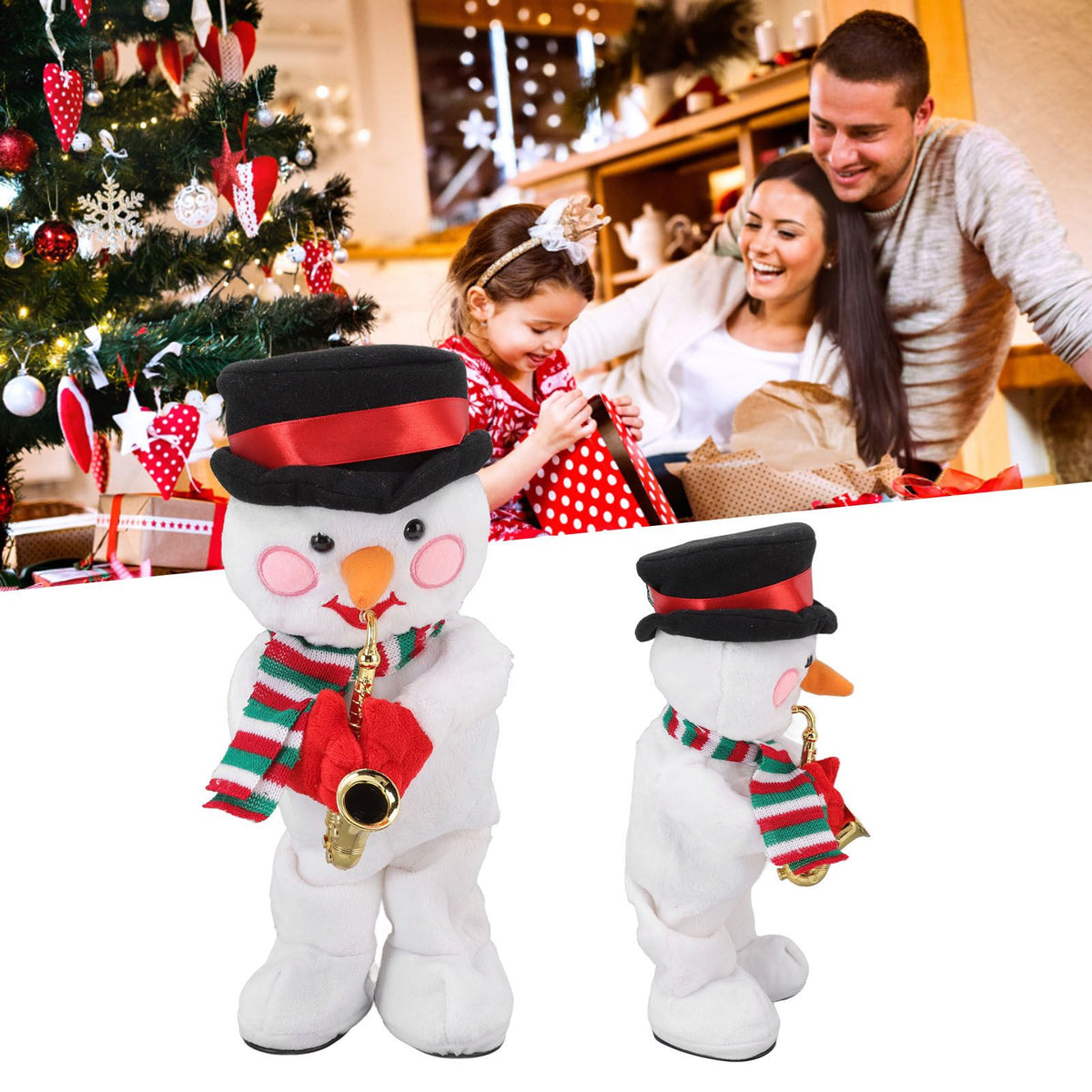 Electric Music Christmas Toy Doll 8 Songs Continuous Play Dancing Singing Glowing Swinging Plush Toy for Kids Adults Christmas Snowman