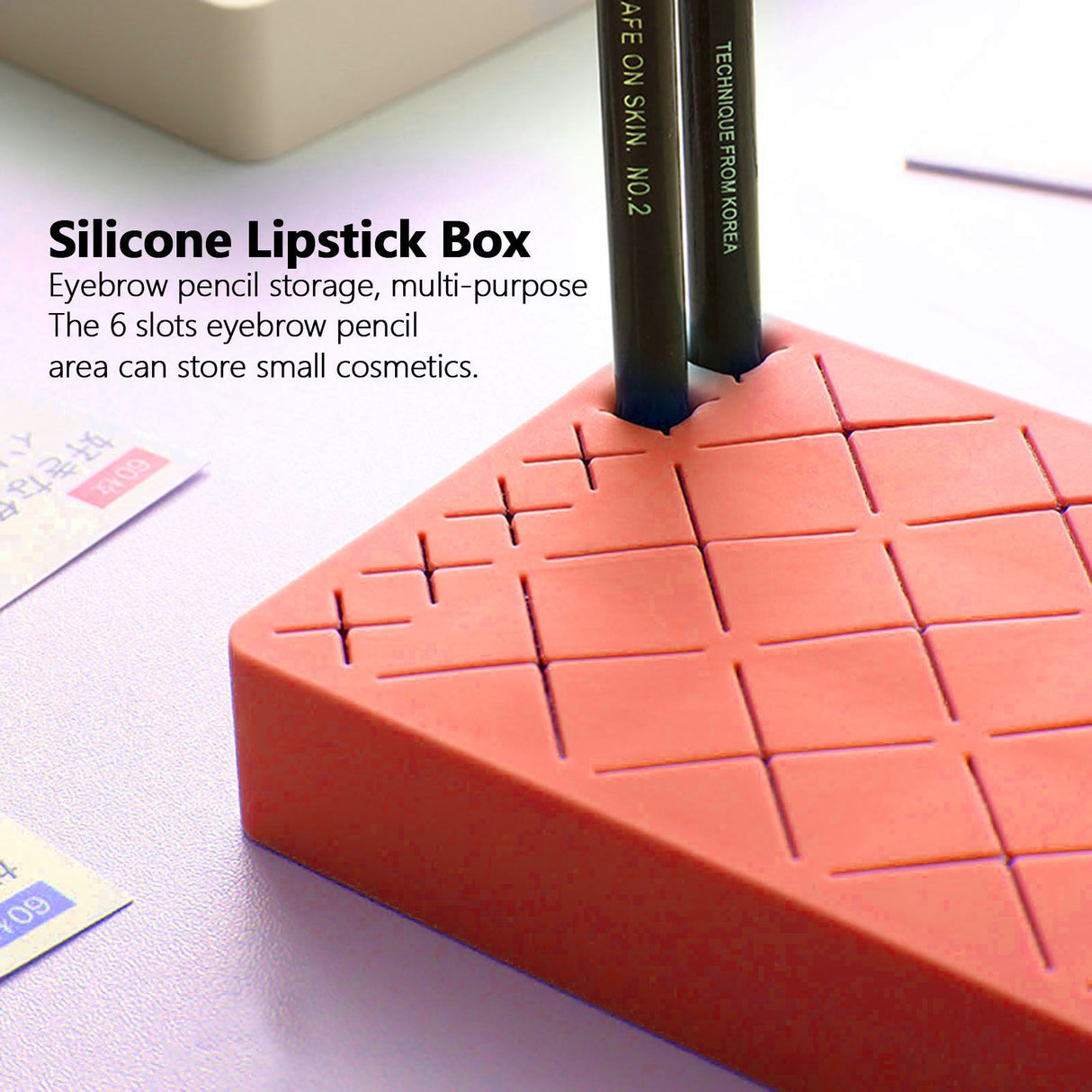 24 Slots Silicone Lipstick Organizer Makeup Cosmetics Holder Storage Box Display StandRed