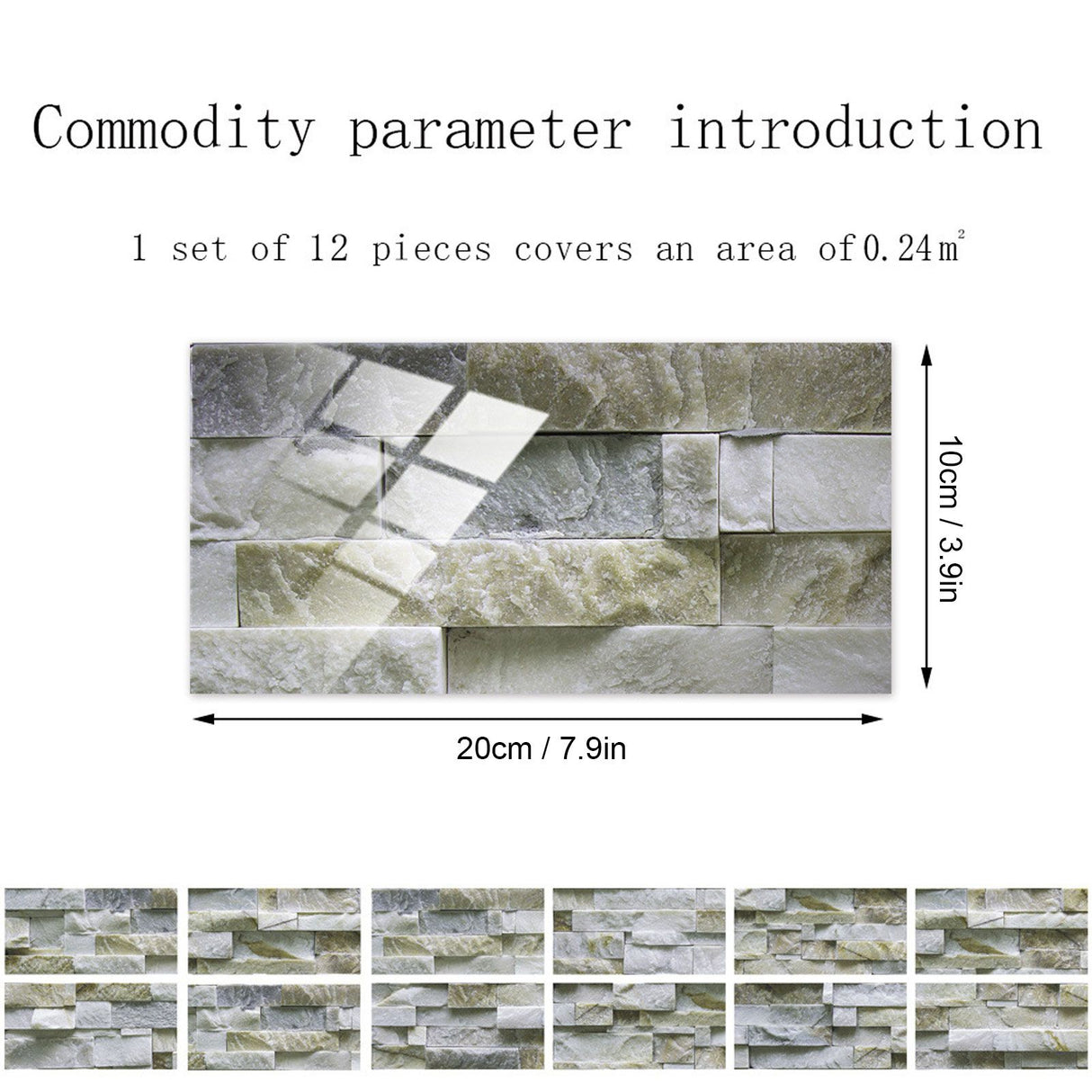 12Pcs PVC Tile Sticker Waterproof Self Adhesive Bathroom Kitchen Living Room Decor Floor Decal(KIT043 )