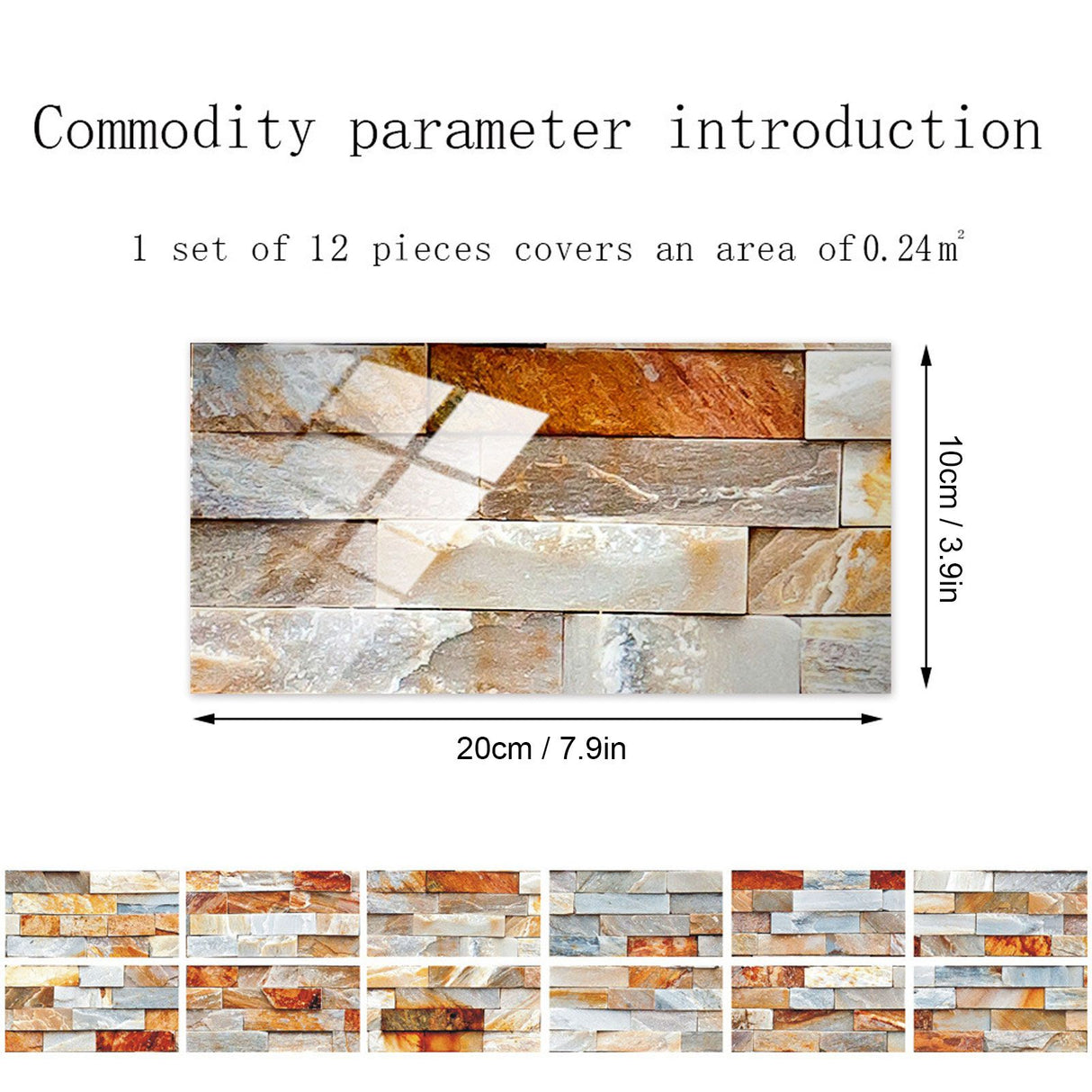 12Pcs PVC Tile Sticker Waterproof Self Adhesive Bathroom Kitchen Living Room Decor Floor Decal(KIT046 )