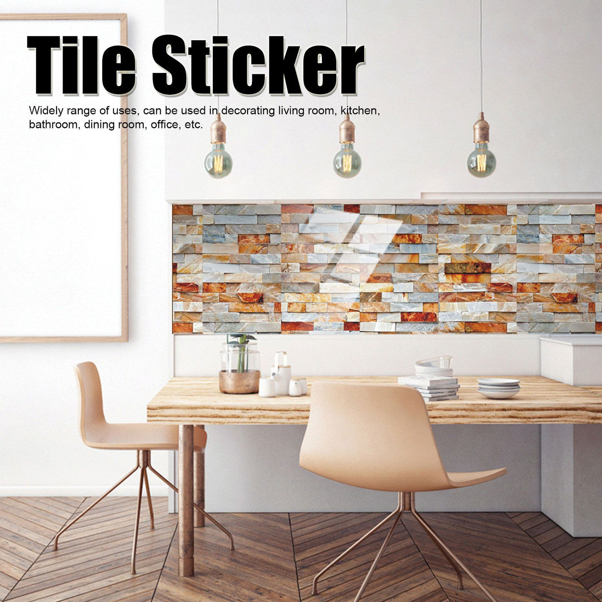12Pcs PVC Tile Sticker Waterproof Self Adhesive Bathroom Kitchen Living Room Decor Floor Decal(KIT046 )