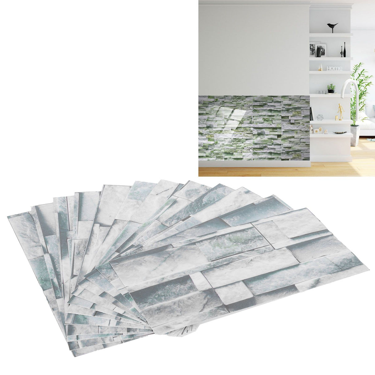 12Pcs PVC Tile Sticker Waterproof Self Adhesive Bathroom Kitchen Living Room Decor Floor Decal(KIT042 )