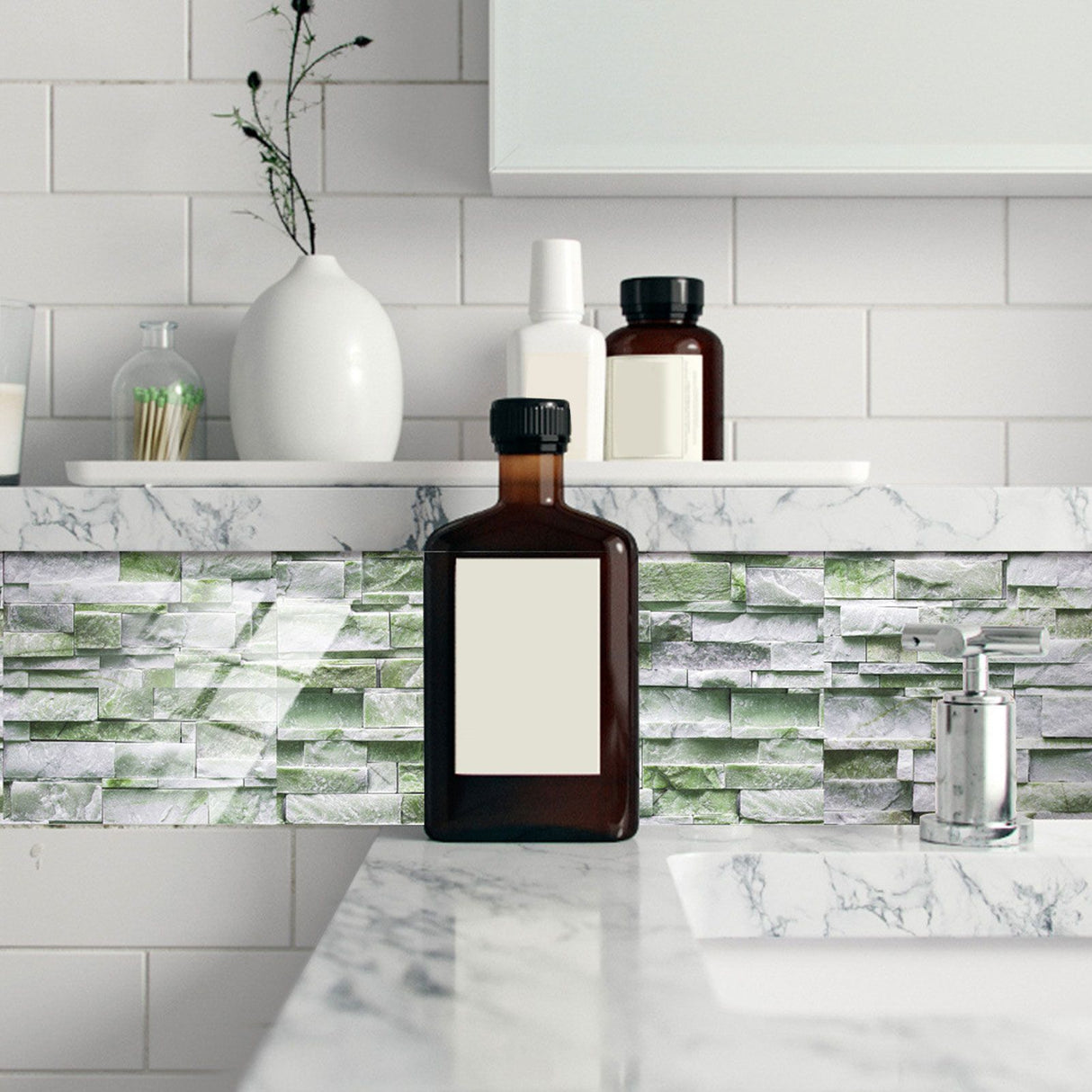 12Pcs PVC Tile Sticker Waterproof Self Adhesive Bathroom Kitchen Living Room Decor Floor Decal(KIT042 )