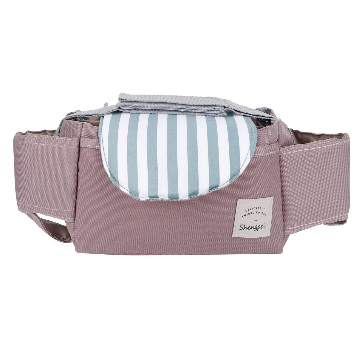 Baby Stroller Hanging Bag Organizer Universal Cup Holder Storage Bag Strollers AccessoryGreen Stripe
