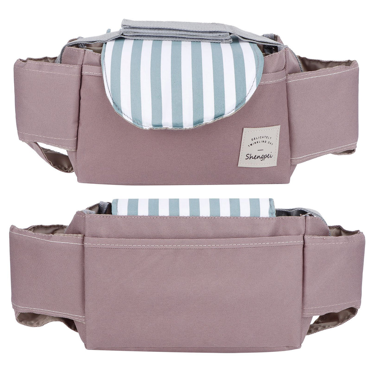 Baby Stroller Hanging Bag Organizer Universal Cup Holder Storage Bag Strollers AccessoryGreen Stripe