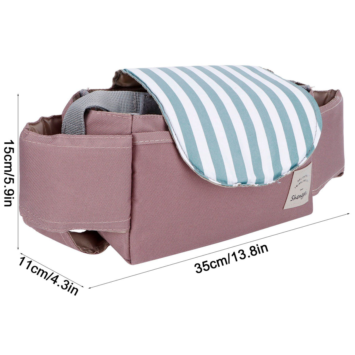 Baby Stroller Hanging Bag Organizer Universal Cup Holder Storage Bag Strollers AccessoryGreen Stripe