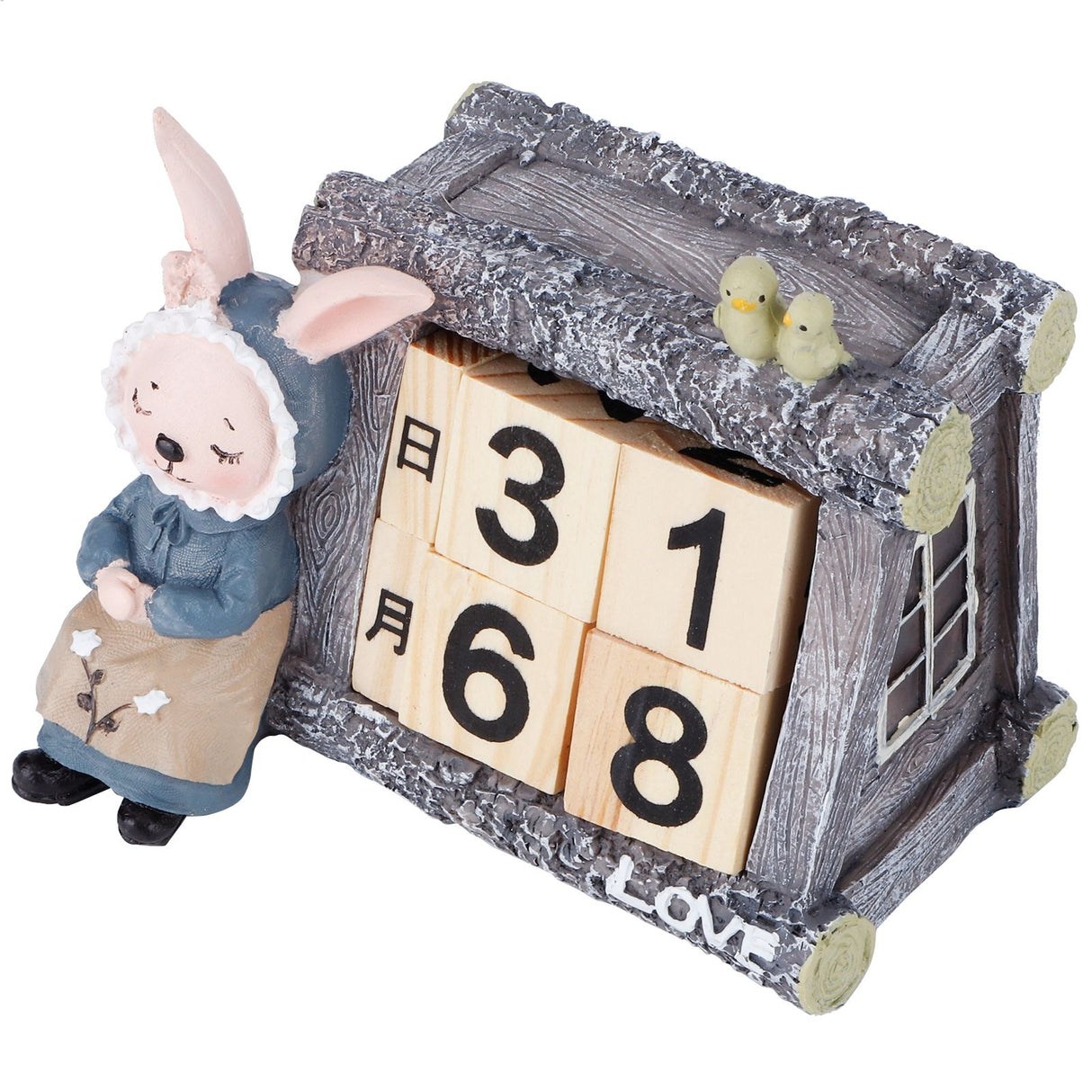 Cartoon Wood House Shaped Calendar Table Calendar for Living Room Crafts Decoration