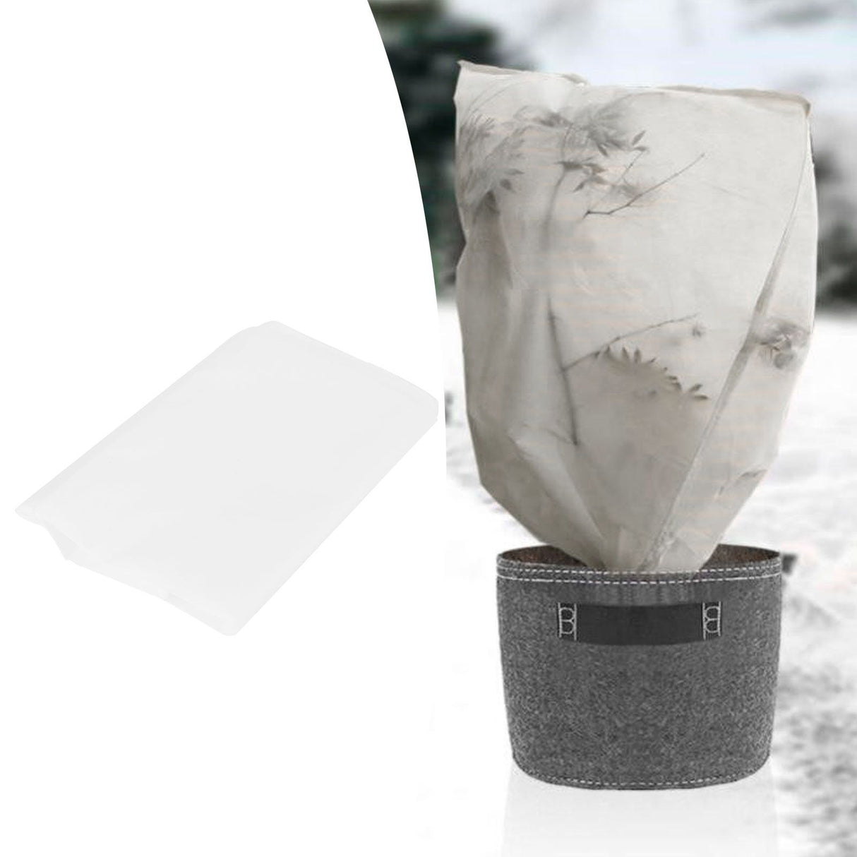 Plant Protection Drawstring Bag Outdoor Winter Reusable Anti Freeze Covers Protector(80x100cm )