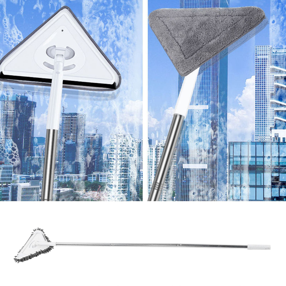 MultiFunctional Window Cleaner Detachable Rod Floor Ceiling Wall Glass Wiper Cleaning Tool
