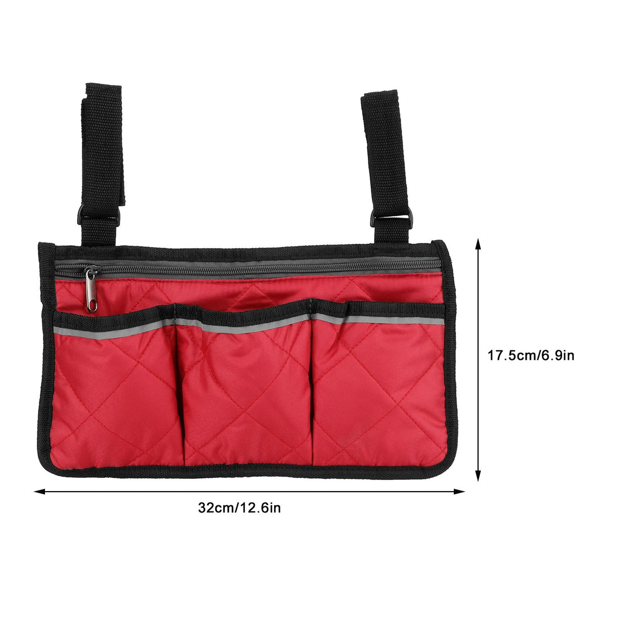Multifunctional Wheelchair Side Hanging Bag Office Chair Storage Bag Armrest Pouch OrganizerWine Red
