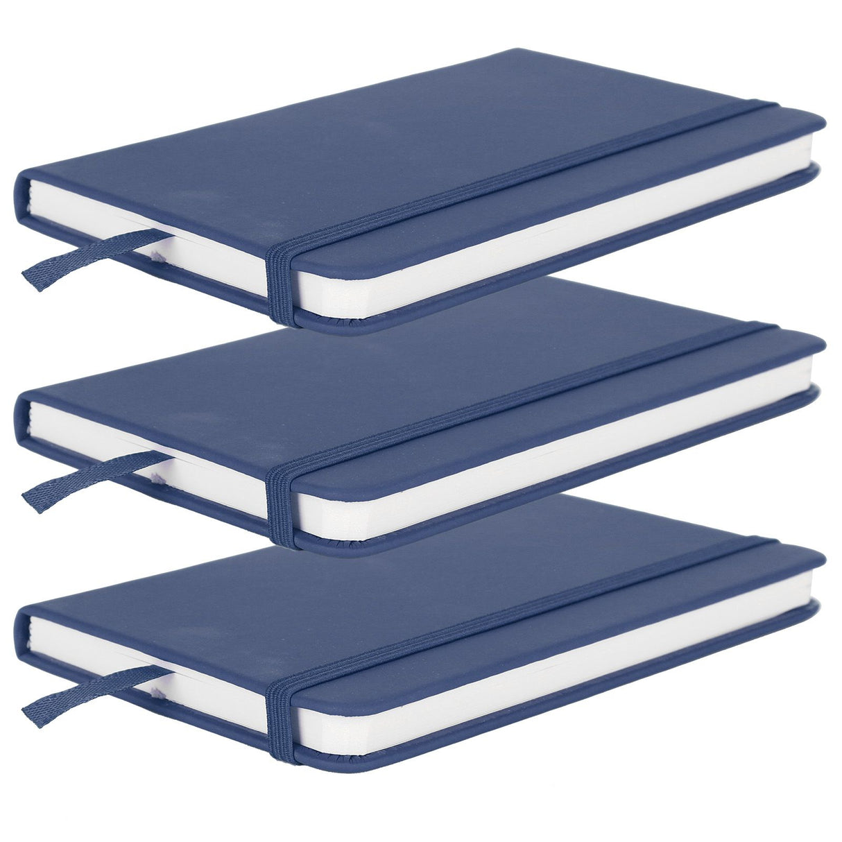 3Pcs PU A6 Business Notepad Hardcover Strap Notebook Diary Stationery Office School SuppliesBlue