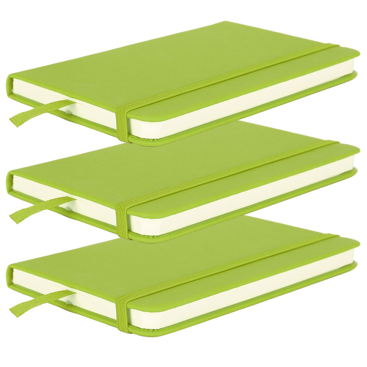 3Pcs PU A6 Business Notepad Hardcover Strap Notebook Diary Stationery Office School SuppliesGreen
