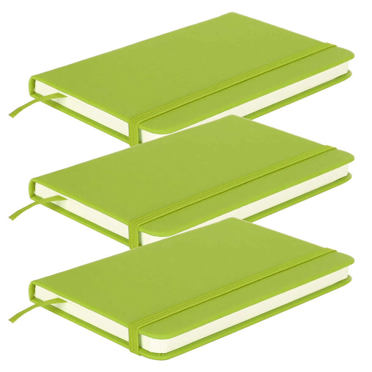 3Pcs PU A6 Business Notepad Hardcover Strap Notebook Diary Stationery Office School SuppliesGreen