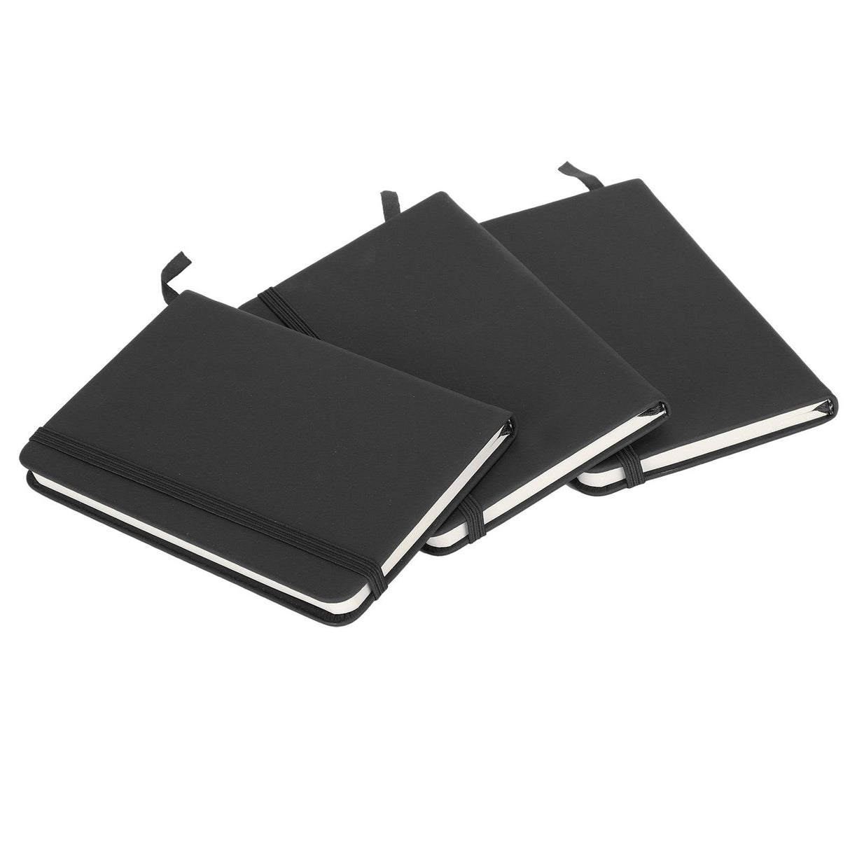 3Pcs PU A6 Business Notepad Hardcover Strap Notebook Diary Stationery Office School SuppliesBlack