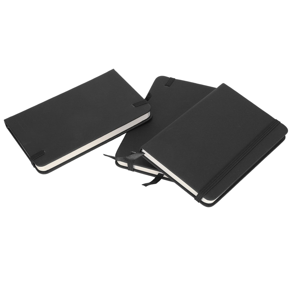 3Pcs PU A6 Business Notepad Hardcover Strap Notebook Diary Stationery Office School SuppliesBlack