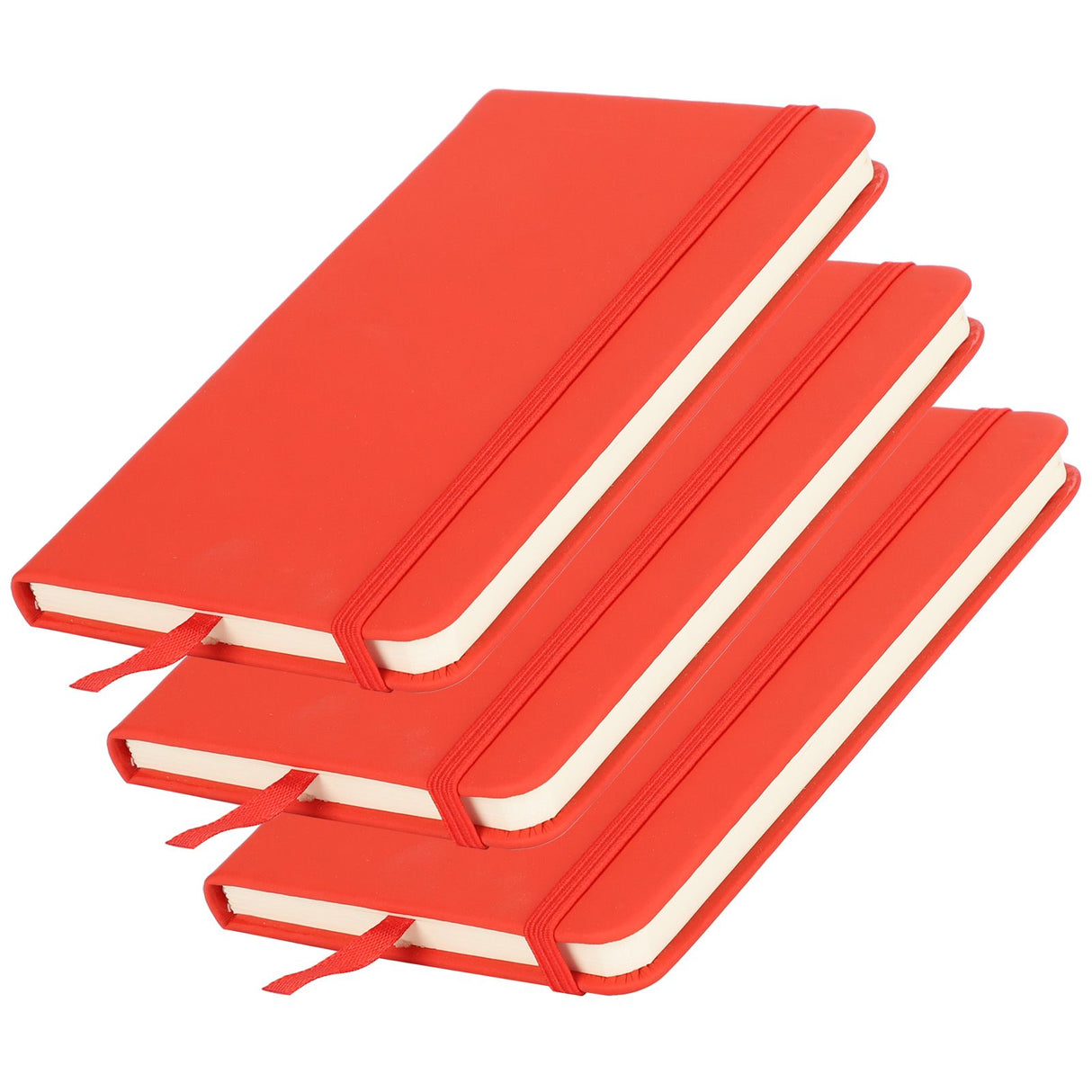 3Pcs PU A6 Business Notepad Hardcover Strap Notebook Diary Stationery Office School SuppliesRed