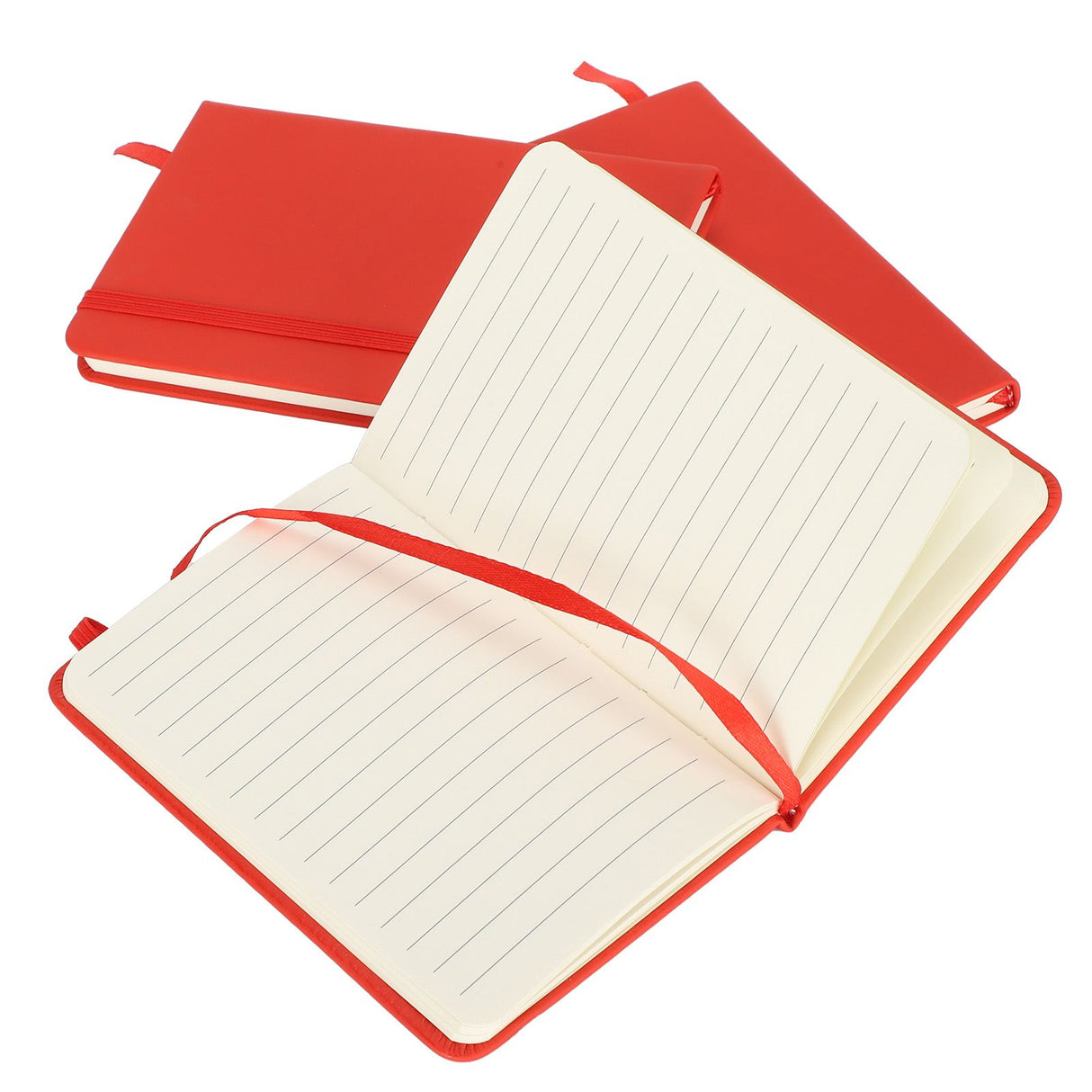3Pcs PU A6 Business Notepad Hardcover Strap Notebook Diary Stationery Office School SuppliesRed