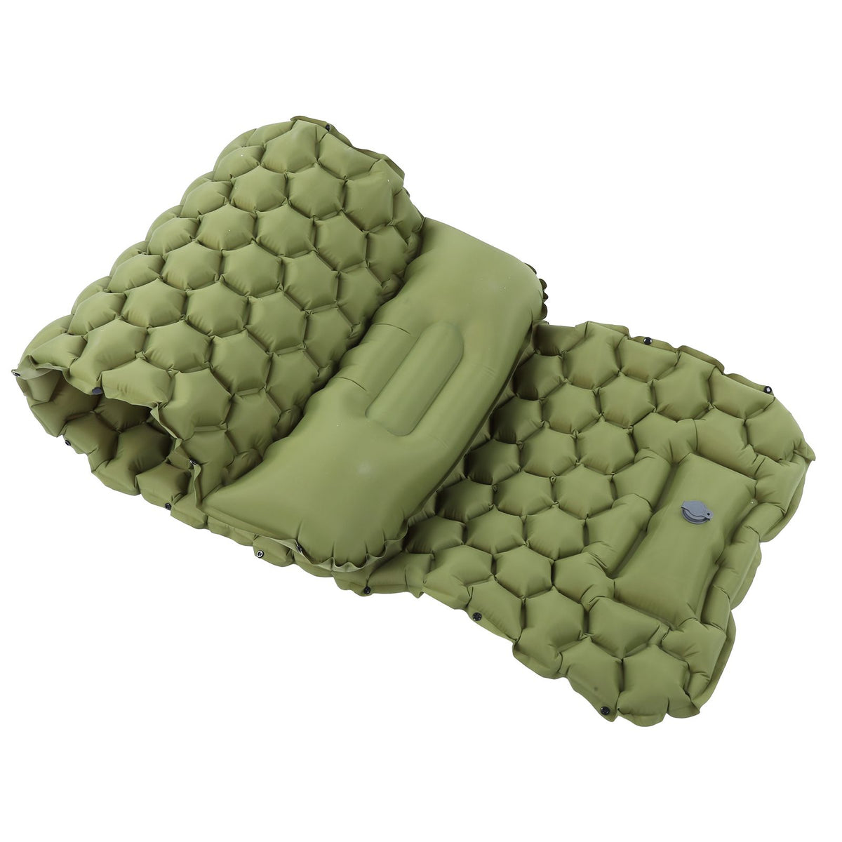 Camping Sleeping Pad Mat Foot Press Inflatable Cushion Mattress for Tent Hiking TravelMilitary Green
