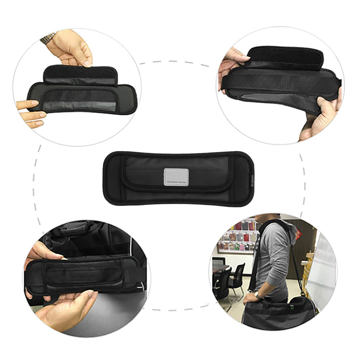 Shoulder Strap Pads Non Slip Guitar Strap Decompression Cushion for Backpack Sport Bag Black(L )