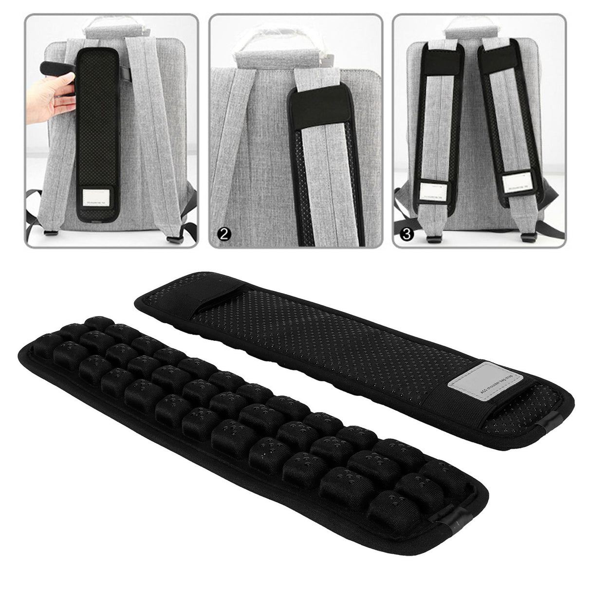 2Pcs Infrared Shoulder Strap Pad Detachable Backpack Decompression Belt Cushion Accessory BlackL