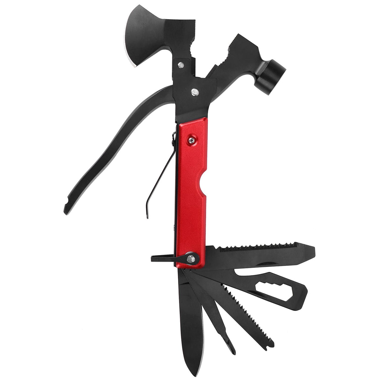 15In1 Axe Hammer MultiFunctional Camping Survival Screwdrivers Pliers Bottle Opener(Red )