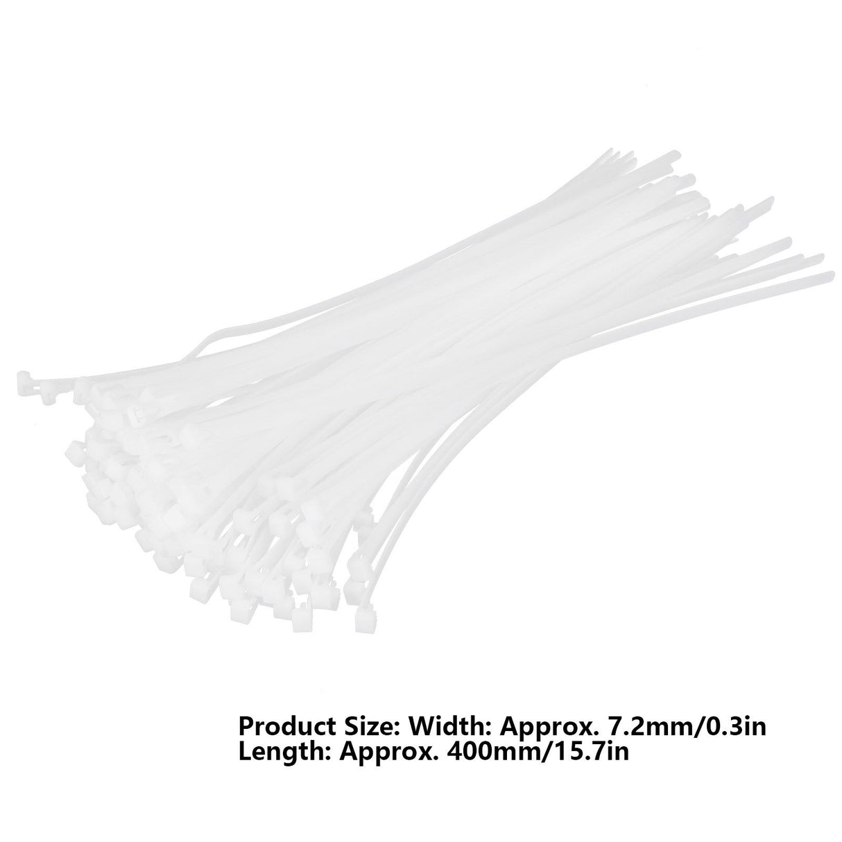 100Pcs Cable Ties Multiple Use Fastener Thick Thin Nylon Zip Wraps Supplies 8 x 400White