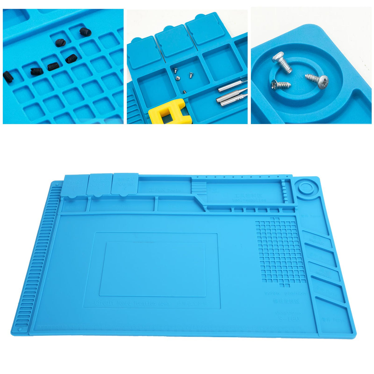 Repair Mat Magnetic Slot Silicone Heat Resistant Solder Station Parts Adsorption Pad Light Blue