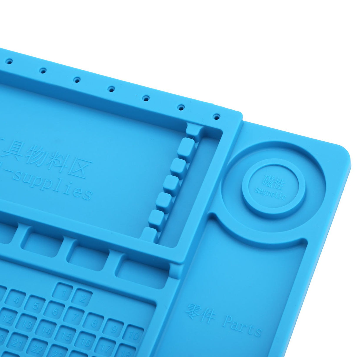 Repair Mat Magnetic Slot Silicone Heat Resistant Solder Station Parts Adsorption Pad Light Blue