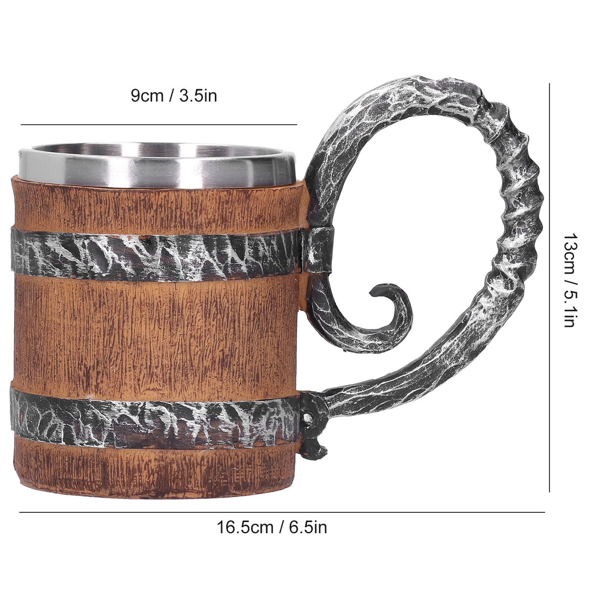 Resin Drinking Mug Oak Barrel Personalized Viking Vintage Stainless Steel HandMade Cup