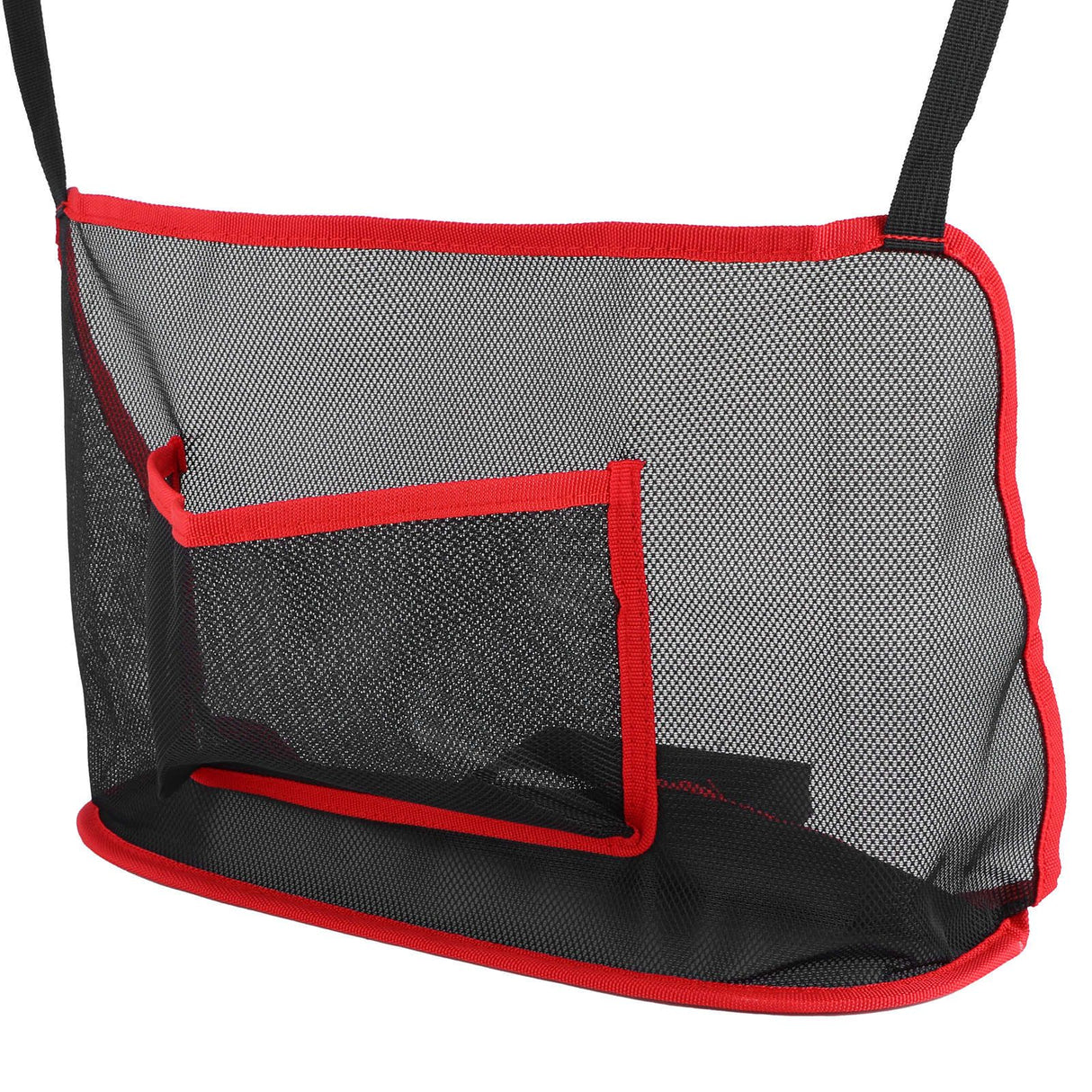 Handbag Holder Organizer Polyester Fiber Car Interior Seat Back Storage Net Bag AccessoryWith Pocket Red