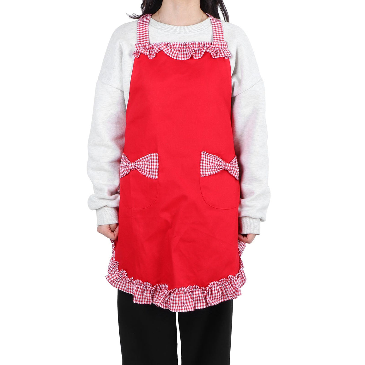 Bowknot Apron Multifunctional Cooking Oil‑Proof Waterproof Antifouling Apron for KitchenRed