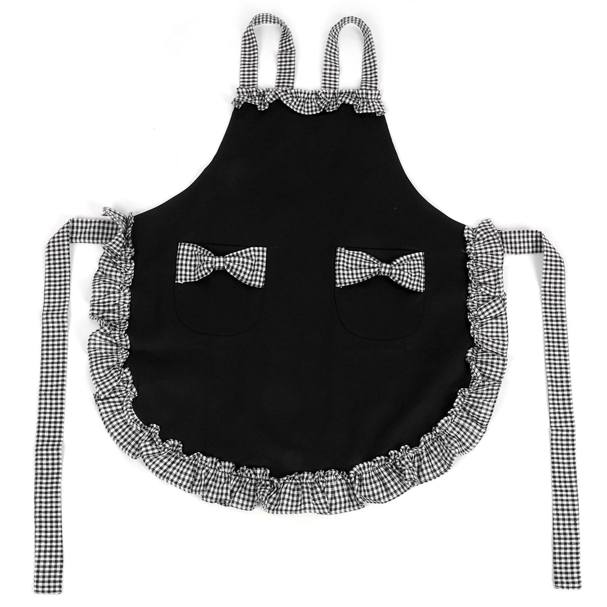 Bowknot Apron Multifunctional Cooking Oil‑Proof Waterproof Antifouling Apron for KitchenBlack
