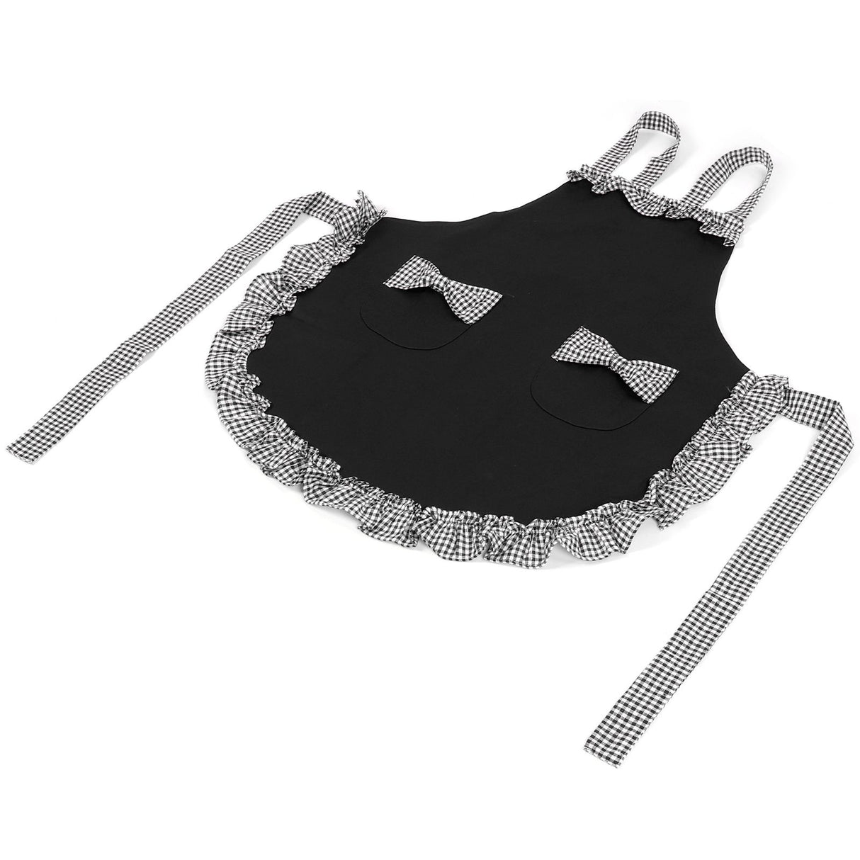 Bowknot Apron Multifunctional Cooking Oil‑Proof Waterproof Antifouling Apron for KitchenBlack