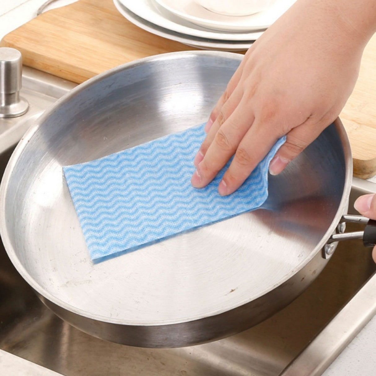 2Packs Disposable NonWoven Rag Washing Dish Towel Kitchen Cleaning Cloth Wiping Rag(Blue )