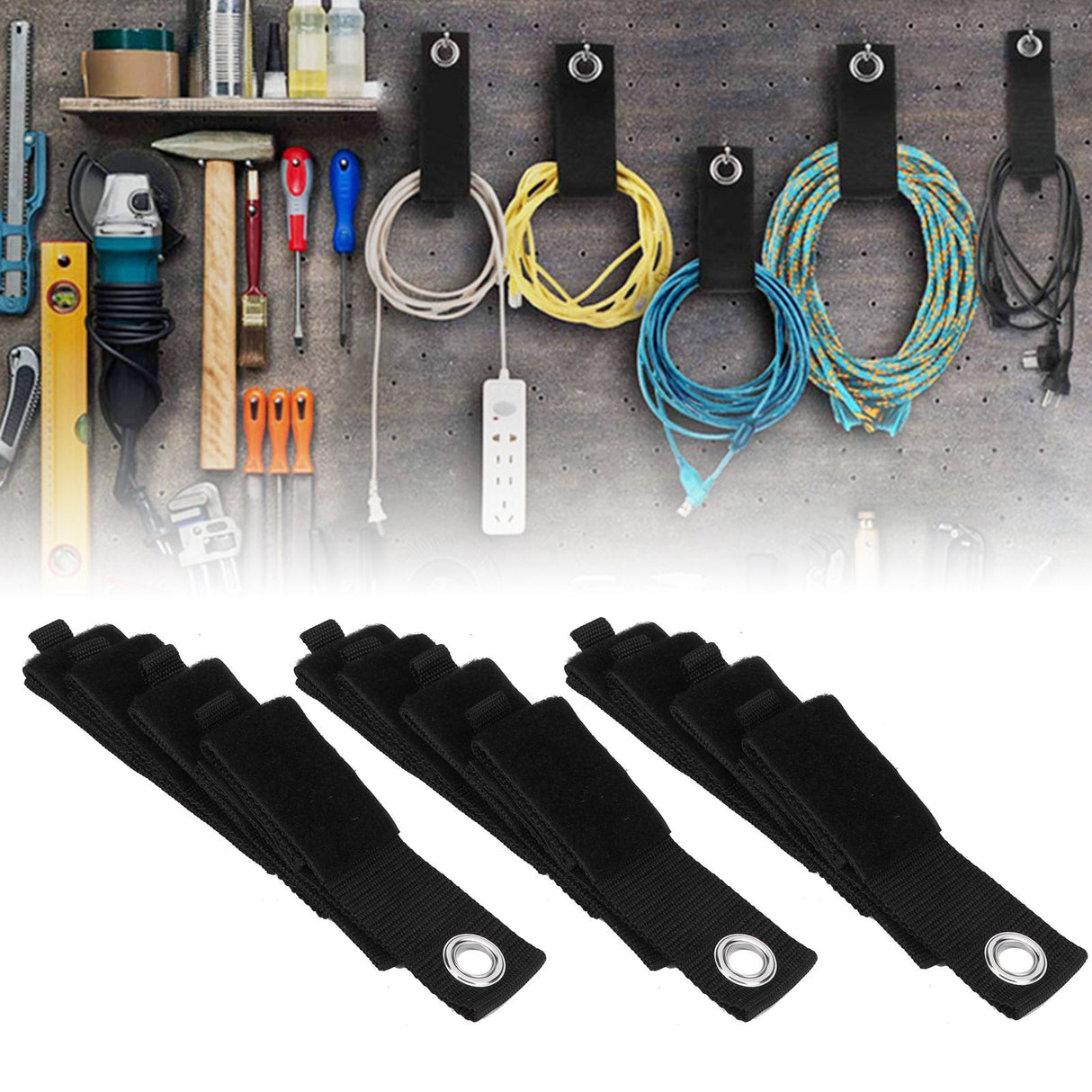 12PCS Heavy Duty Cable Storage Straps Extension Cord Holder Hook Loop Organizer Hanger