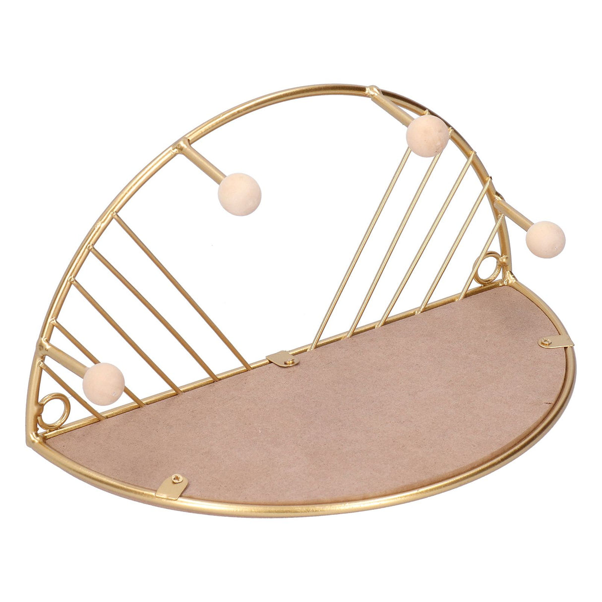 Display Shelf Storage Rack with Clothes Hanger Hook for Home Living Room Entryway GoldS