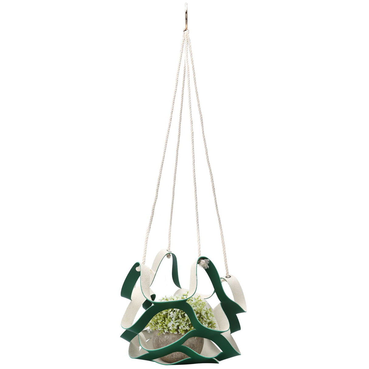 Plant Hanger PU Leather Wall Hanging Flower Pot Holder Basket Home Garden DecorationS Green