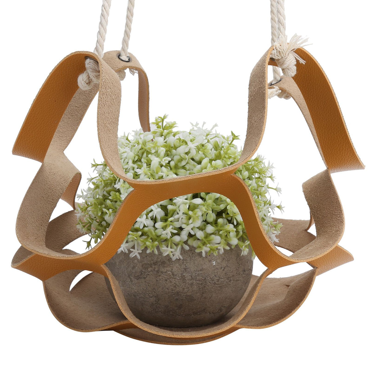 PU Leather Plant Hanger Wall Hanging Planter Shelf Flower Pot Holder Indoor Home Decor YellowL