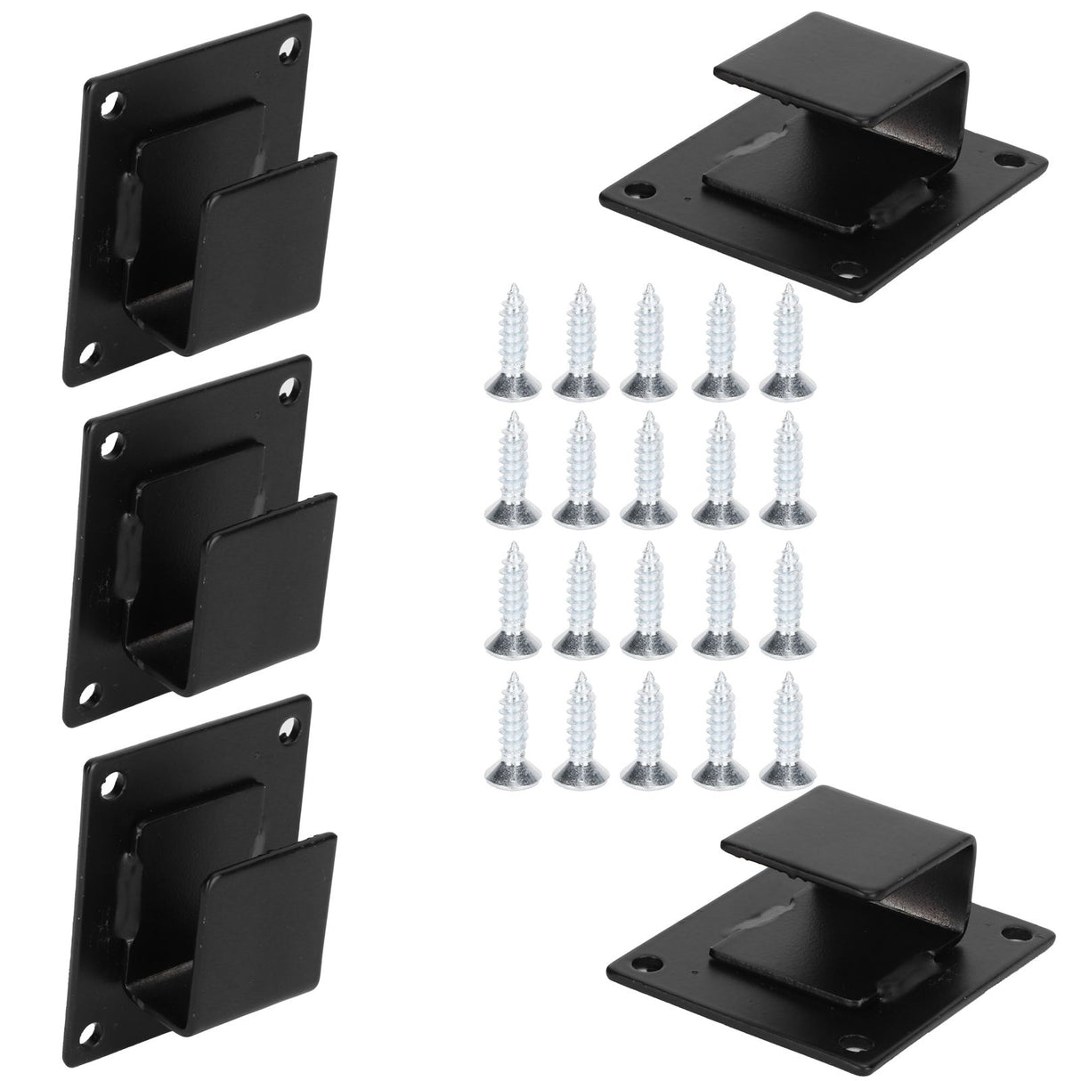 5pcs Wall Shelf Mount Bracket Display Shelf Hook Hanger Rack Tube Bar Holder BlackOpening Type