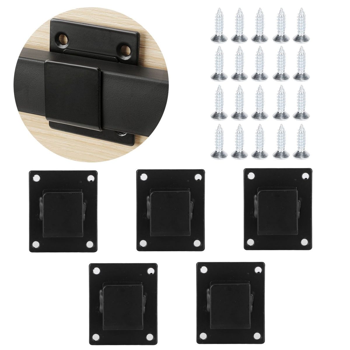 5pcs Wall Shelf Mount Bracket Display Shelf Hook Hanger Rack Tube Bar Holder BlackOpening Type