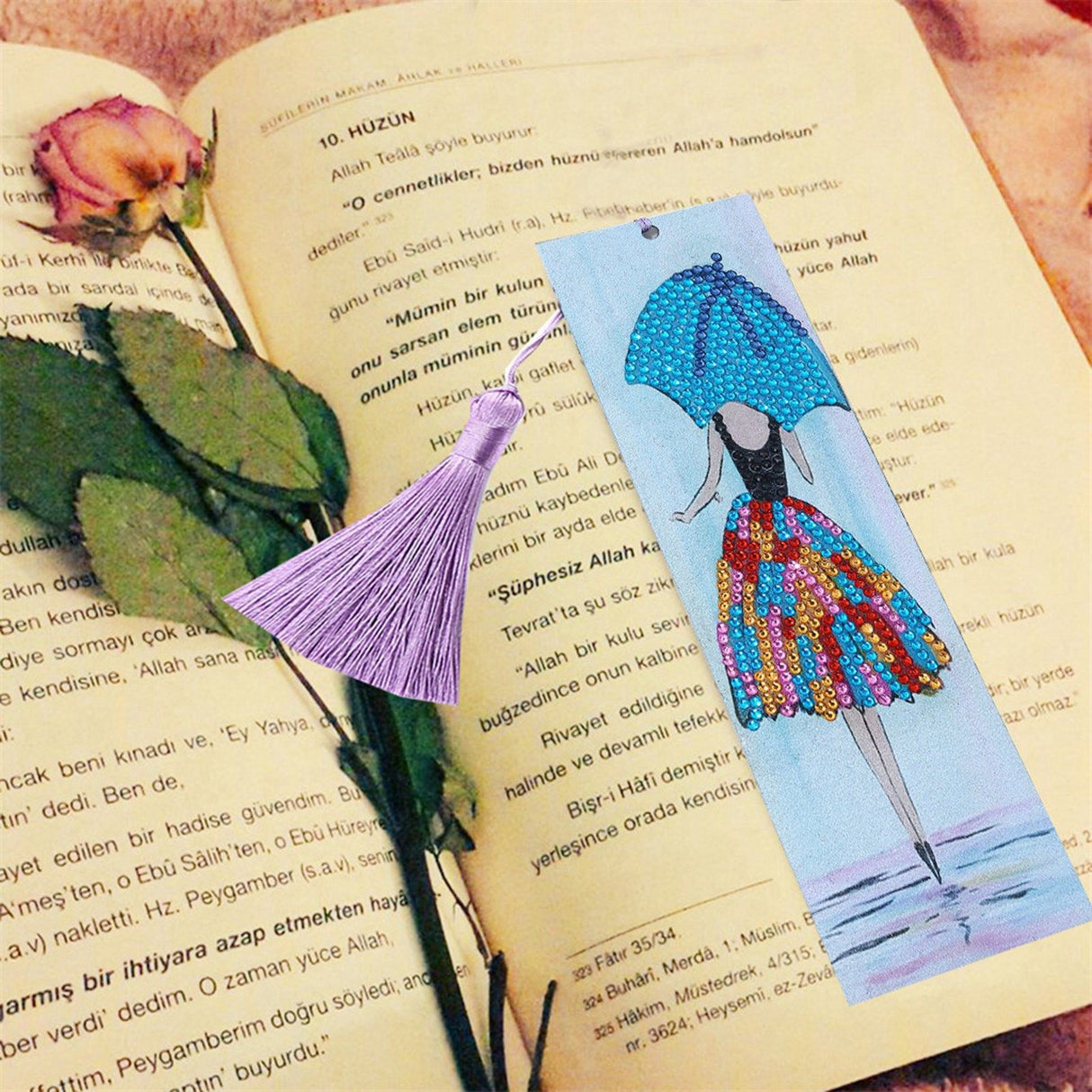 DIY Diamond Painting Bookmarks with Tassel Crafts Gift for Home Office School UseAA389‑Girl