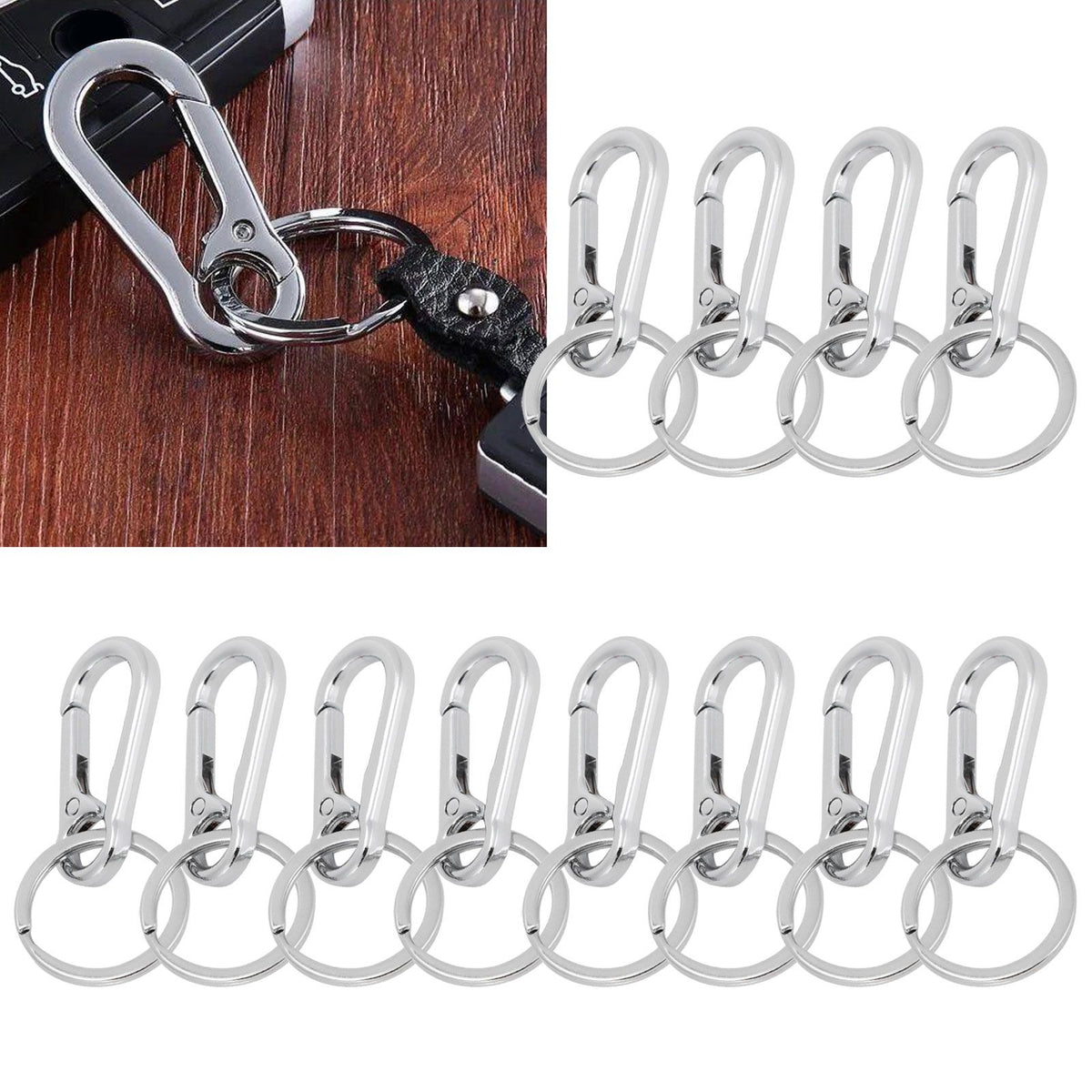 12pcs Alloy Keychain AntiRust No Deformation Glossy Surface for Hanging Key Wallet Zip Belt